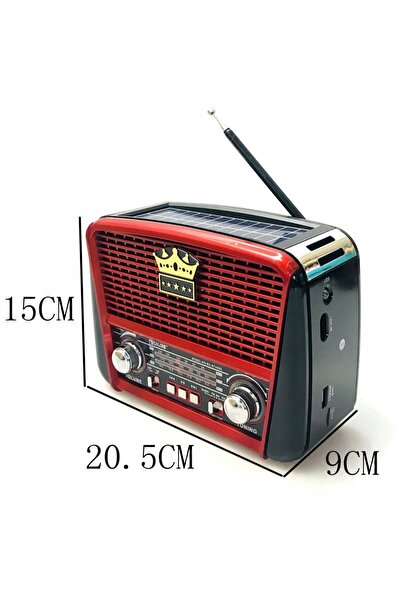 NO BRAND Radio solar portabil retro, cu baterie, încărcare solară și USB, Blu...