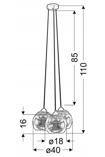 NO BRAND TRIO 1 LAMPĂ PENDUL 3X60W E27 CROM Candellux 33-62840