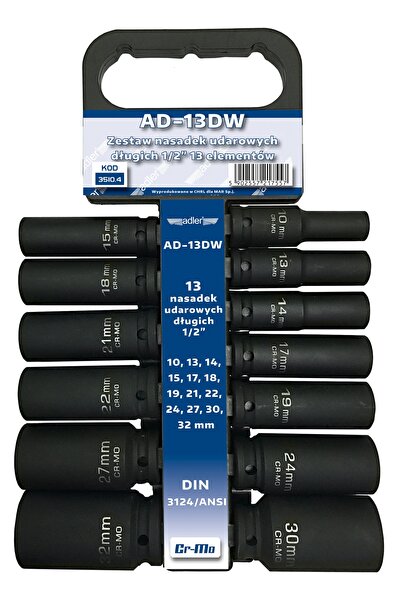 adler Set de 13 chei tubulare lungi, 1/2 ", cu 6 puncte de prindere, AD-13DW