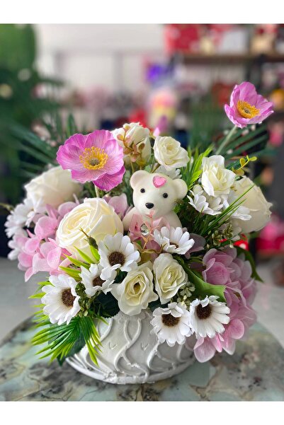 Destina Tasarım Baby Birth Gift Artificial Flower in Vase