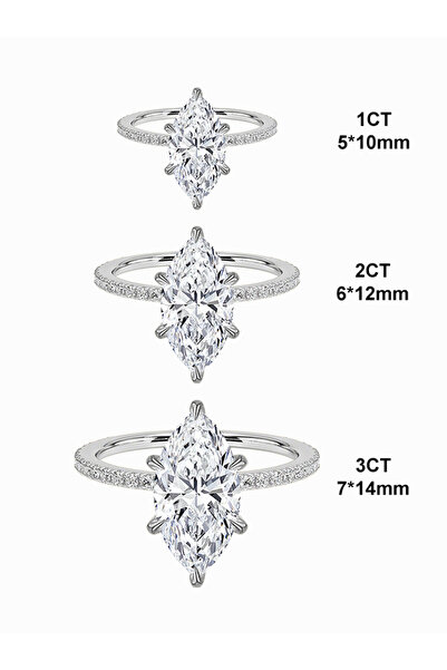 Choice28 8 3CT-Silver-1PC 925 Sterling Silver Fashion Classic 1-3Carat Marqui...