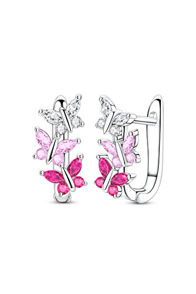 choice2 KTE439-PK 925 Silver Hoop Earring For Woman Butterfly Heart Original ...