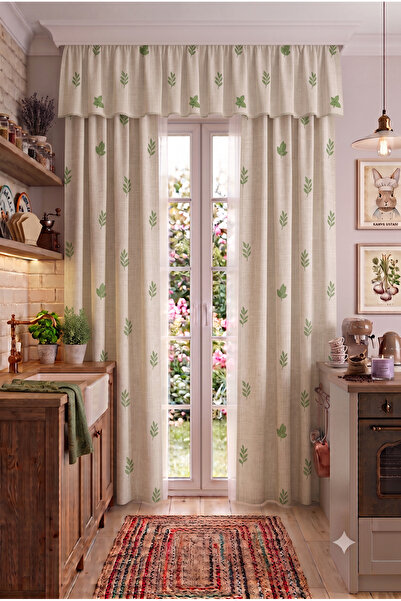 TOLLY PAW Kitchen & Balcony Curtain Colored 2-Wing Cornice Short Background C...