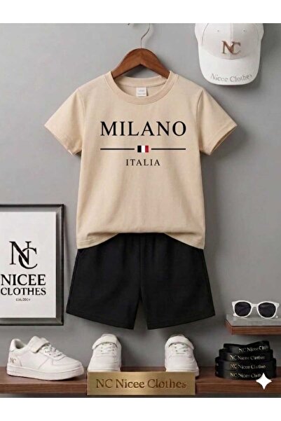 Leto Lykia Summer Children's T-Shirt Shorts Unisex (Black Milan Striped Italy...