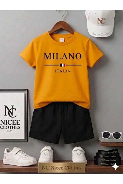 Leto Lykia Summer Children's T-Shirt Shorts Unisex (Black Milan Striped Italy...
