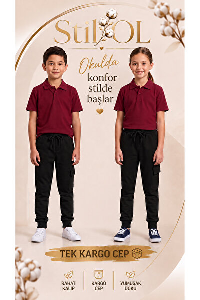Stilol Children's Cargo Pocket Sweatpants Comfortable Fit Soft Textured Casua...