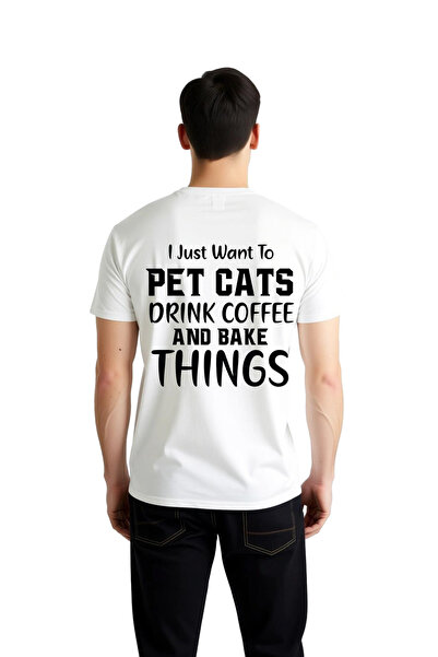 PayBuy تي شيرت رجالي مطبوع عليه Cat Coffee Oven Love مصنوع من القطن بنسبة 100...