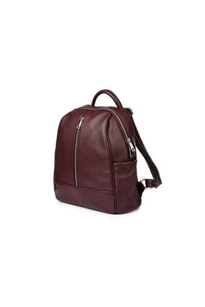 Vera Pelle Rucsac din piele italiană bordo A4 pentru femei, spațios, solid C78
