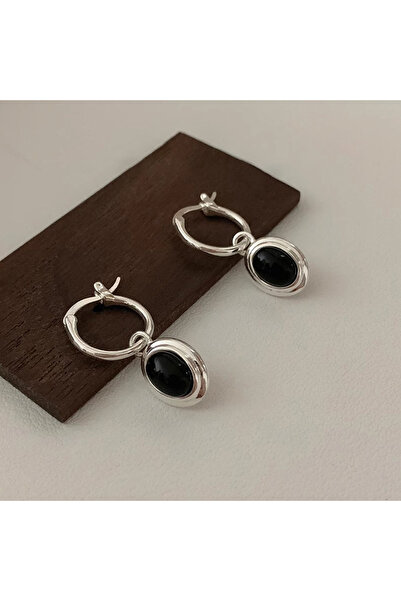 Choice ES023 925 Sterling Silver Vintage Gold Round Earrings For Women Black ...