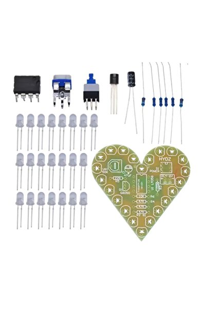 DC 4-6V Kalp Şeklinde Yanıp Sönen Led Işık Kendin Yap Hobi Devresi DIY Lehimleme Kiti Demonte(Montes