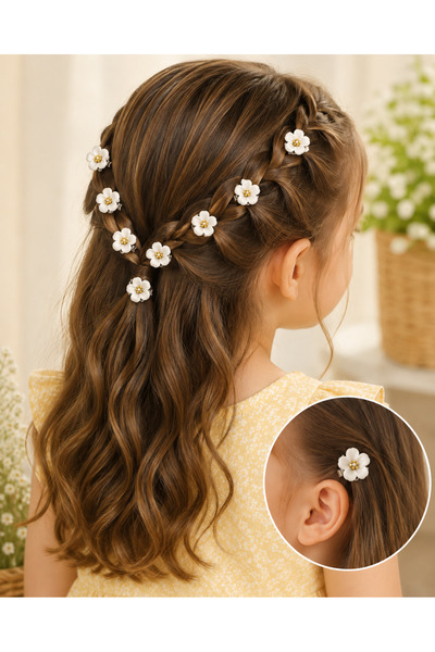 Generic Brand Tiny Daisy Hair Earrings Hair Clips 8 Pieces