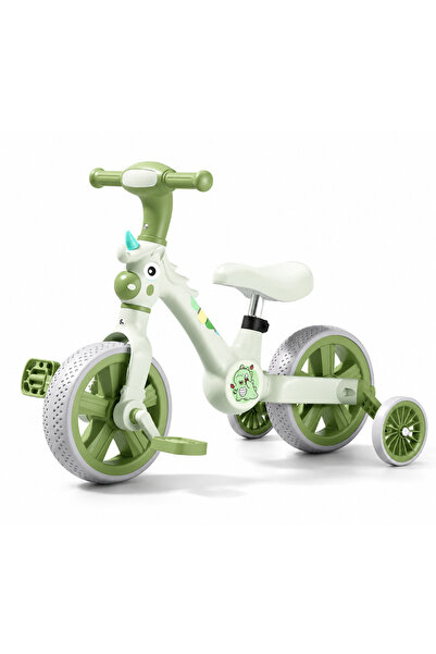 OEM Bicicletă 2 în 1 cu pedale detașabile și roți ajutătoare - Verde