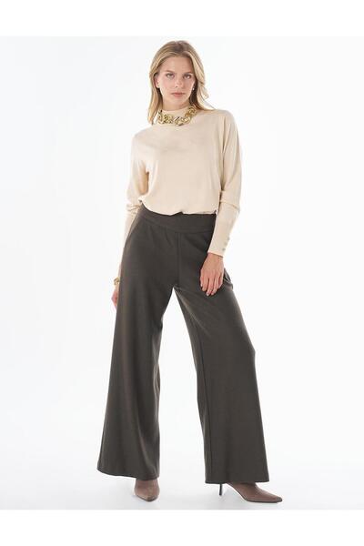 Kayra High Waist Wool Trousers Khaki