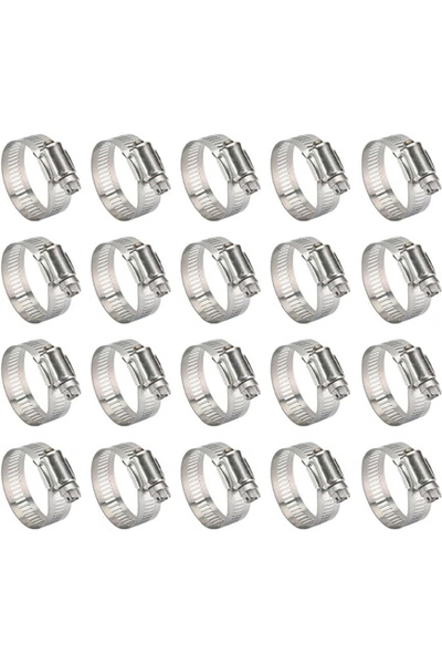 Duravel Galvanized Iron Hose Clamps, Adjustable Worm Drive (Pack of 20, 40-55mm)