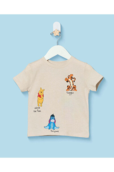 REDTAG Infant Boys Beige Winnie The Pooh Back Print T-Shirt