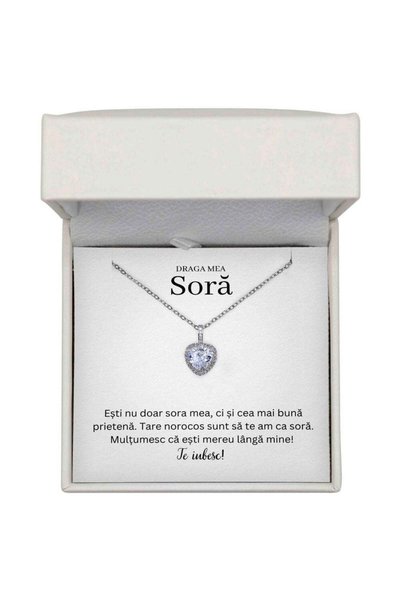 The Jewel Heart Colier Lumiere Argintiu, Pandantiv Inima cu Zirconiu, Cadou p...