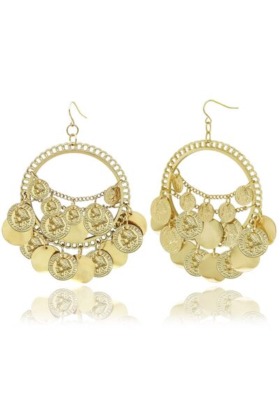 Choice3 Small Coin-Gold Boho Tribal Coins Hoop Dangle Earrings for Women Head...