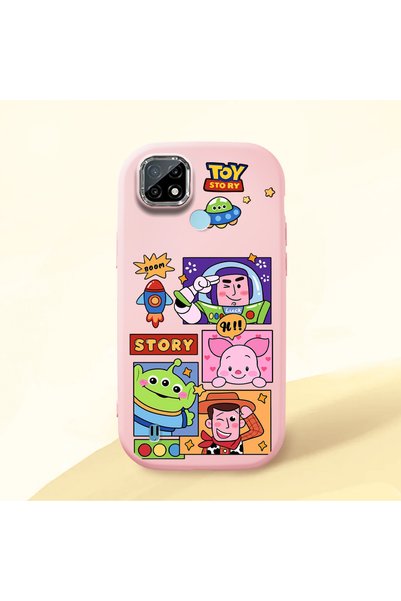 ucuc Realme C21 Compatible Shock-Absorbing Camera Protected Pink Silicone Case