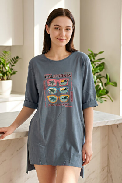 OEM Tricou de damă supradimensionat din bumbac cu imprimeu California, TG-38