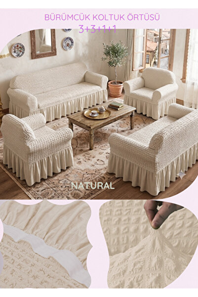 Uy Style Bürümcük Elastic Sofa Cover Set 3+3+1+1