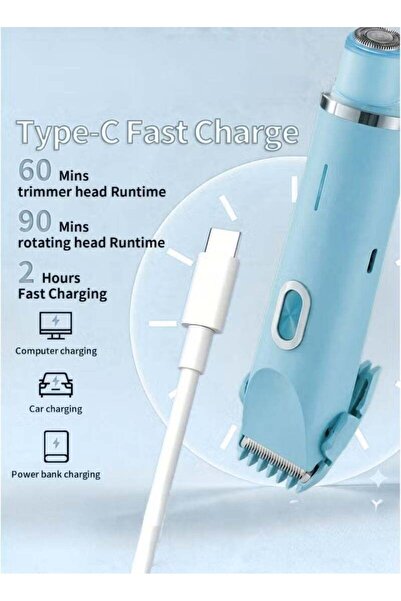 SMART BARRY Smartbarry K01 Women's Bikini Trimmer & Electric Shaver – 2-in-1 Dual Head Cordless Hair Remover, IPX7 Waterproof Wet & Dry Shaving, USB Rechargeable Type-C, Painless Lady Shaver for Bikini Line, Legs