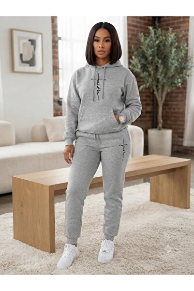 WOODROFFE Unisex Printed Oversize Hooded Tracksuit Set Casual