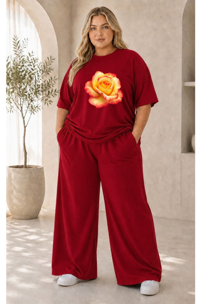 classy moda Women's Plus Size Premium Oversize Cotton 2-Piece Tracksuit Set C...