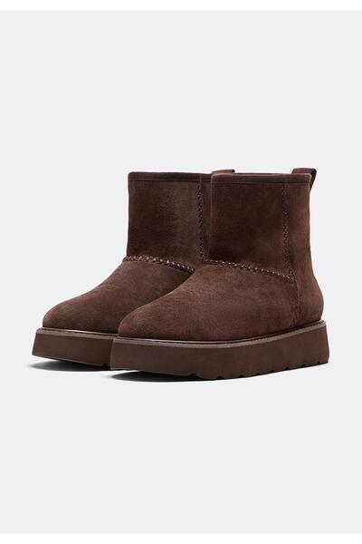 Butik حذاء ALLBUCKS Stradi من الجلد الطبيعي مع فرو من الداخل ونعل سميك مسطح A...