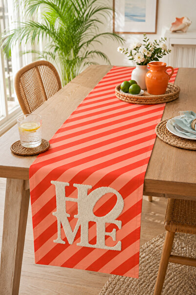 Pilloveland Punch Embroidered Suede Runner 40X140 cm - Orange Home