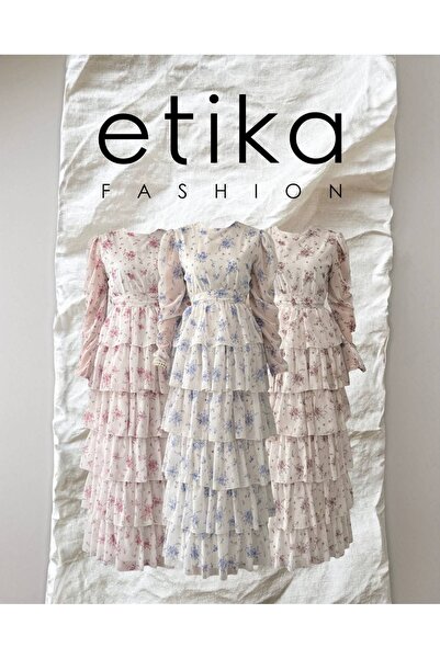 Clothes Fast Rochie lungă de damă, din șifon maro, cu imprimeu floral, cu vol...