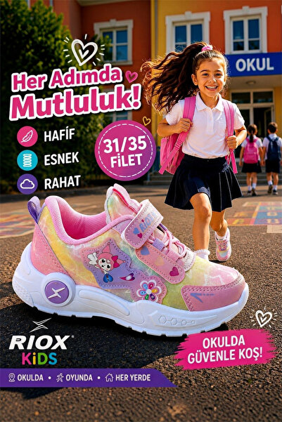 ALTUNTAŞ Girls' Velcro Non-Slip Sole Casual Sports Shoes School Shoes