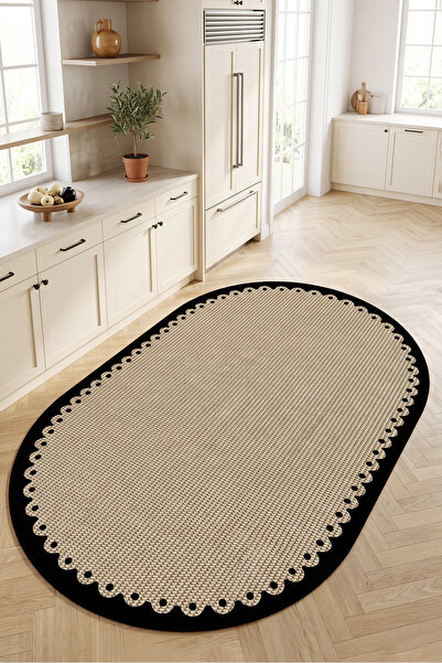 Decomia Home Dijital Kaymaz Yıkanabilir Jüt Oval Kesim Salon Halısı Çocuk Halısı