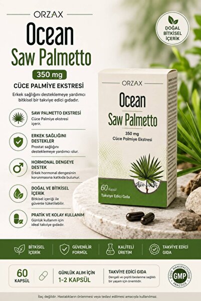 Orzax Ocean Saw Palmetto 350 mg 60 Kapsül | Cüce Palmiye Ekstresi | Bitkisel ...