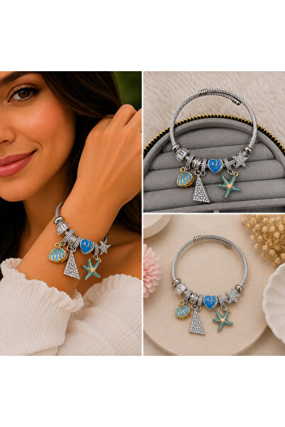 Bozhi Silver Color Women's Steel Stylish with Starfish and Seashell Accessory...