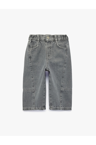 Koton Cotton Regular Waist Oversize Barrel Denim Trousers