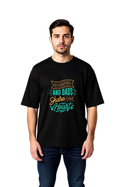 PayBuy Girls and Dads Share One Heart Printed Men Oversize T-Shirt