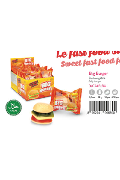 Gummi Zone Jelly Big Burger 28g x 18 bucăți DISPLAY COMPLET