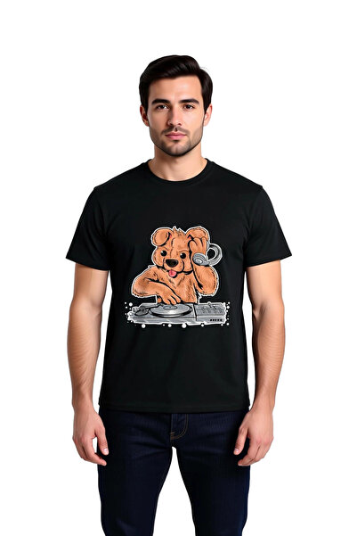 PayBuy Tricou din bumbac cu imprimeu muzical pentru bărbați, DJ, câine, căști...