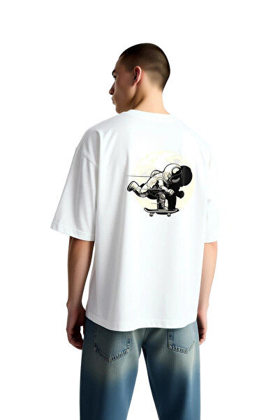 PayBuy Men's Oversize Skateboard Astronaut Moon Light Printed Short Sleeve T-...