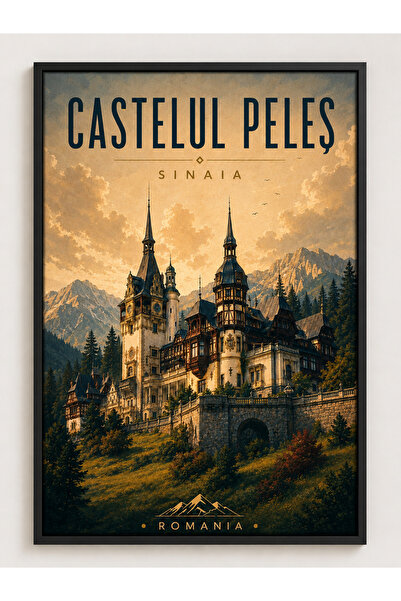Miutic Print Studio Tablou decorativ Castelul Peleș Sinaia, înrămat