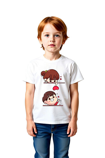 PayBuy Children's Printed T-Shirt Love Themed Graphic Pattern Relaxed Fit Sho...