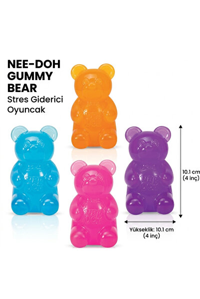 ismega Schylling NeeDoh Gummy Bear Nee Doh Squishy - Jöle Benzeri Dolgulu Duyusal Fidget Oyuncak Squishy- Jelibon Ayıcık Squishy sukuşi skuşi - Renkler Değişebilir (1'li Paket) Gummy Bear