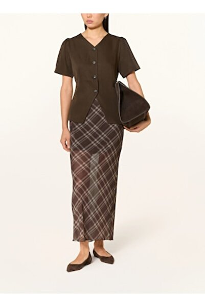 Neo Noir Fusta de dama, Marlise Check Mesh, Dark Brown