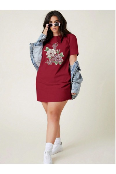 classy moda Μπλουζάκι με στάμπα με ανθοδέσμη, υπερμεγέθη, εξαιρετικά μακρύ το...