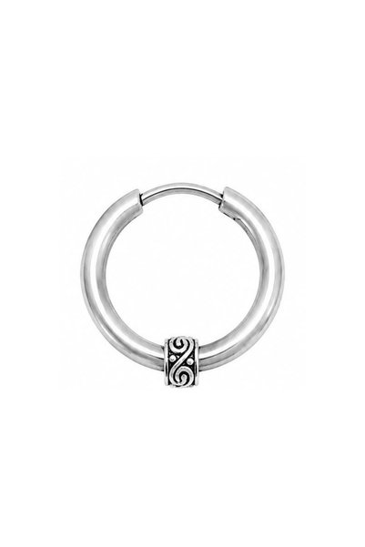 Blisse Piercing Unisex Silver Color Steel Authentic Ivy Patterned Knuckle Figured Hoop Earrings 1 Piece