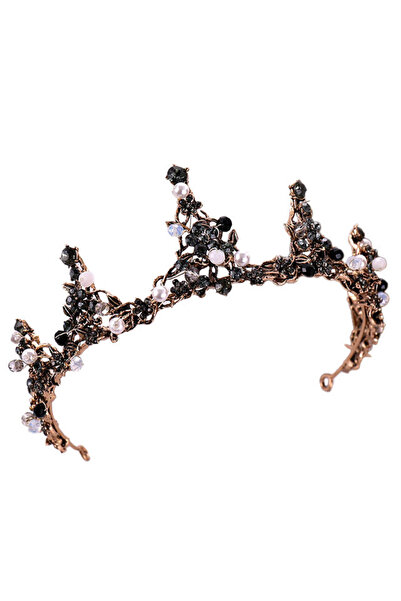 VeeShop Elegant Willow Dryad tiara, 7 prongs with intertwined branches, cryst...