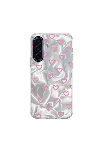 Zebana Samsung Galaxy A27 Uyumlu Kılıf Pink Heart Silikon Kılıf Pembe