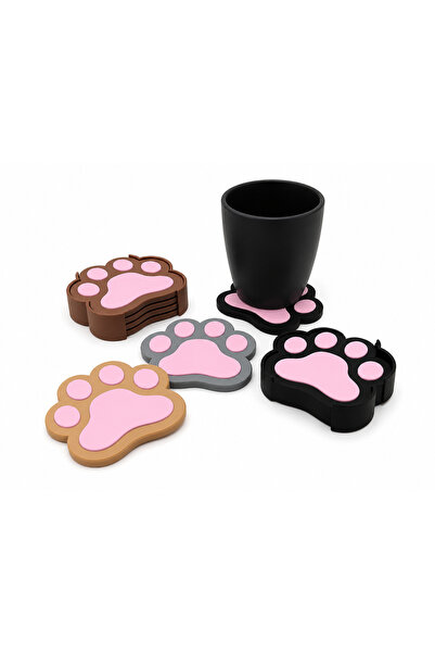 Yapı3D Set of 4 Cat Paw Coasters and Organizer Stand |   Decorative Coasters |