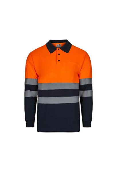 Velilla Tricou polo reflectorizant cu mânecă lungă 140 gsm, bleumarin-portoca...
