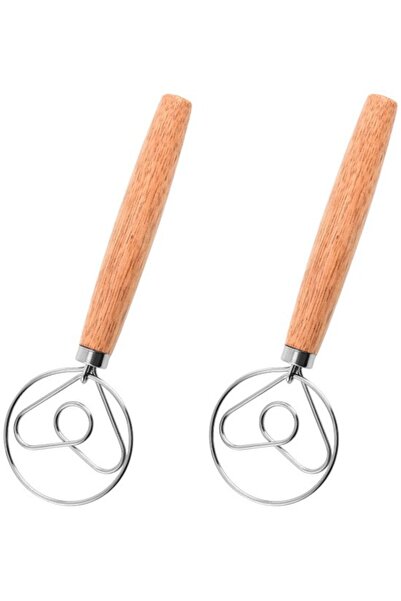 STARSTAR 2-piece mixer set, Danish dough mixer, wood grain color.